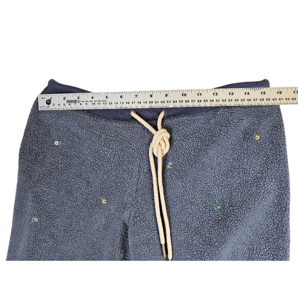 The Great Sherpa Floral Embroidered Cropped Sweatpants Size 0 Blue - Picture 3 of 10